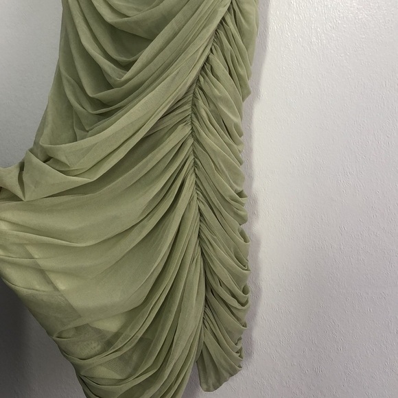 J.ING Womens Mini Dress Size M Green Pastel Sheer Cinched Cocktail Date Night - Picture 3 of 8